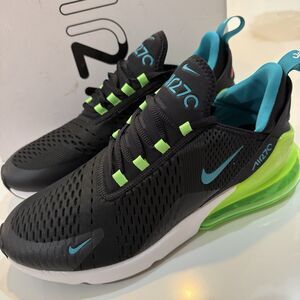 Nike Air Max 270 Black Neon Green Teal Men's Running Shoes DJ5136-001 Size 11.5